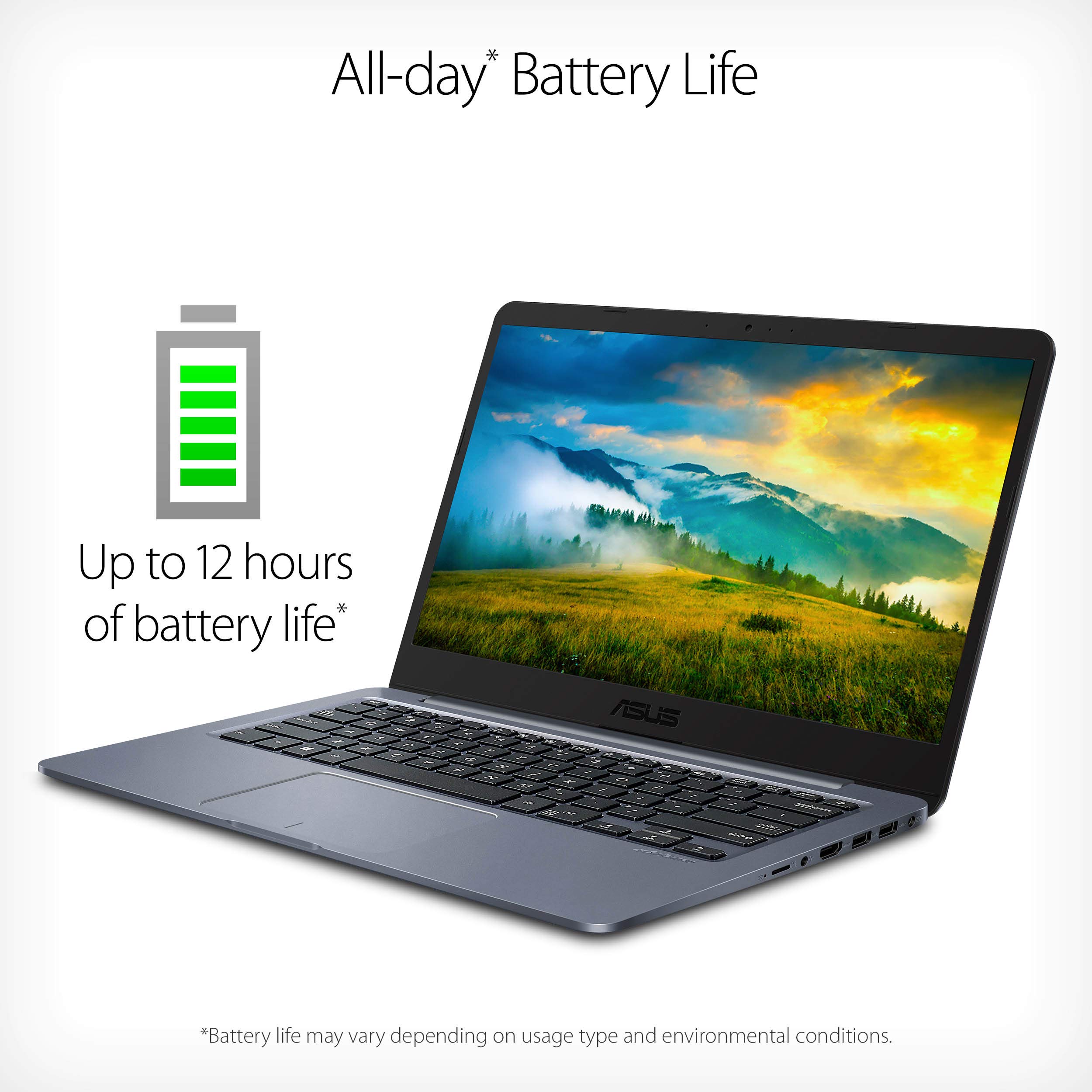 ASUS Laptop E14 Thin & Light Laptop, 14” FHD Display, Intel Pentium N5000 Quad-Core Processor up to 2.7 GHz, 4GB RAM, 128GB Storage, Fingerprint Reader, Windows 10 S, E406MA-DH21, Star Gray