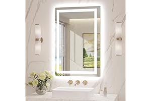 Twalsu LED Mirror for Bathroom 24x36 Lighted Bathroom Vanity Mirrors with Lights, Brighter Frontlit and Backlit Anti-Fog Mirror, Tempered Glass, Dimmable 3 Colors Light Modes, Memory Function