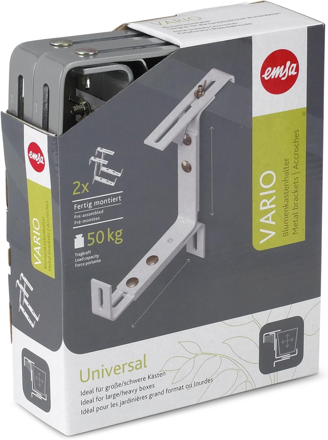 Emsa 506710 VARIO Window box brackets for wall and railing, pre