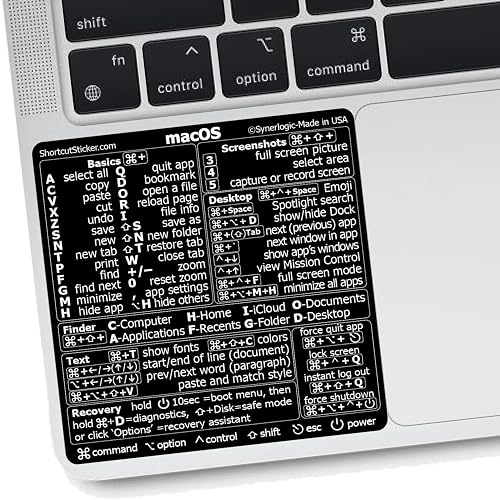 Mac Function Key Sticker Synerlogic Mac OS Shortcuts Sticker for Air/Pro | Keyboard Stickers for ...