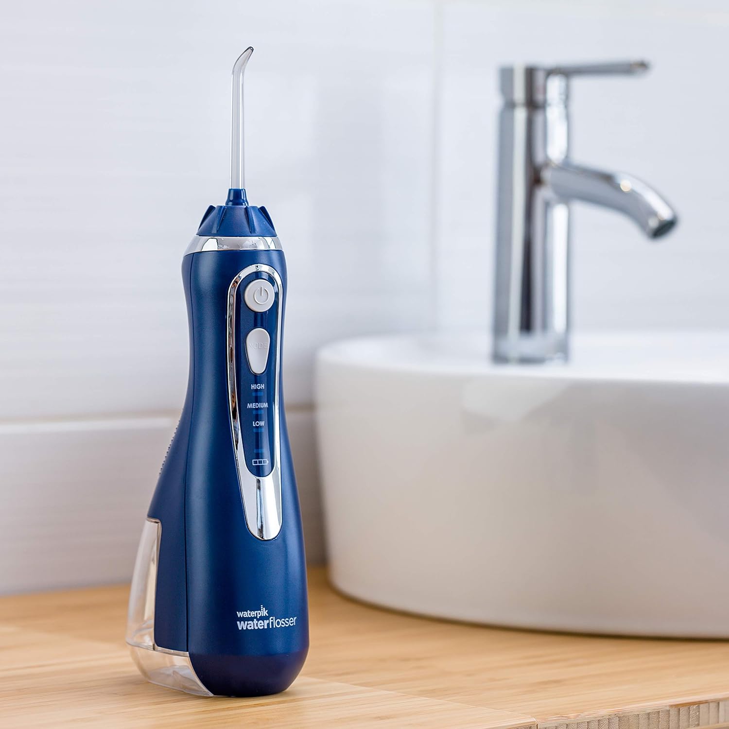 Waterpik WP-563EU Irrigador Bucal Recargable Irrigador Dental Portátil, Color Azul