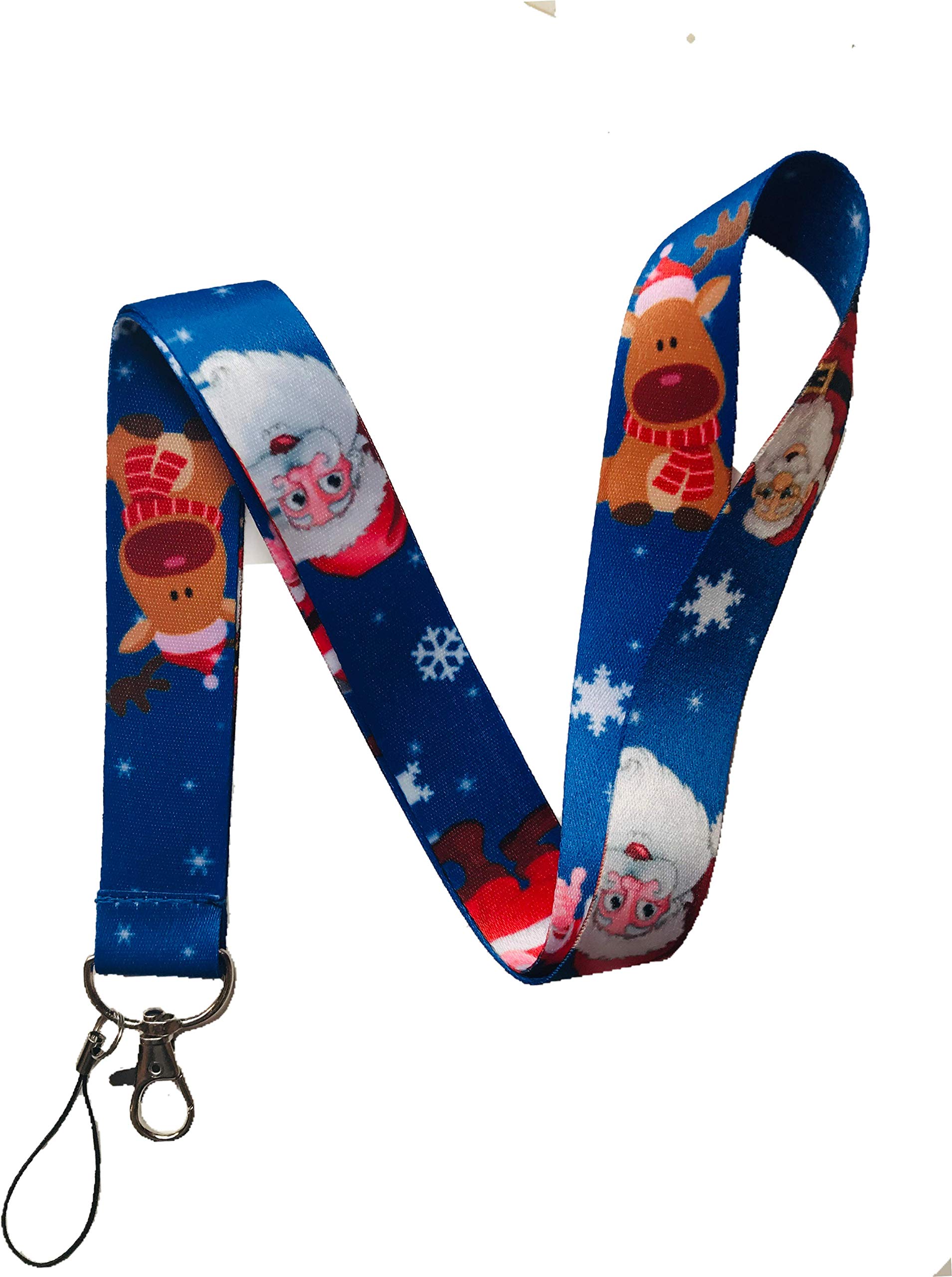 25mm Festive Blue Santa & Rudolf Christmas Neck Lanyard