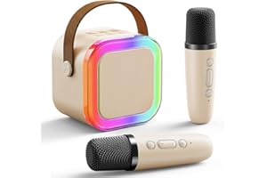NISKITE Mini Karaoke Machine with 2 Wireless Microphones: Christmas White Elephant Gifts for Kids Teens Adults