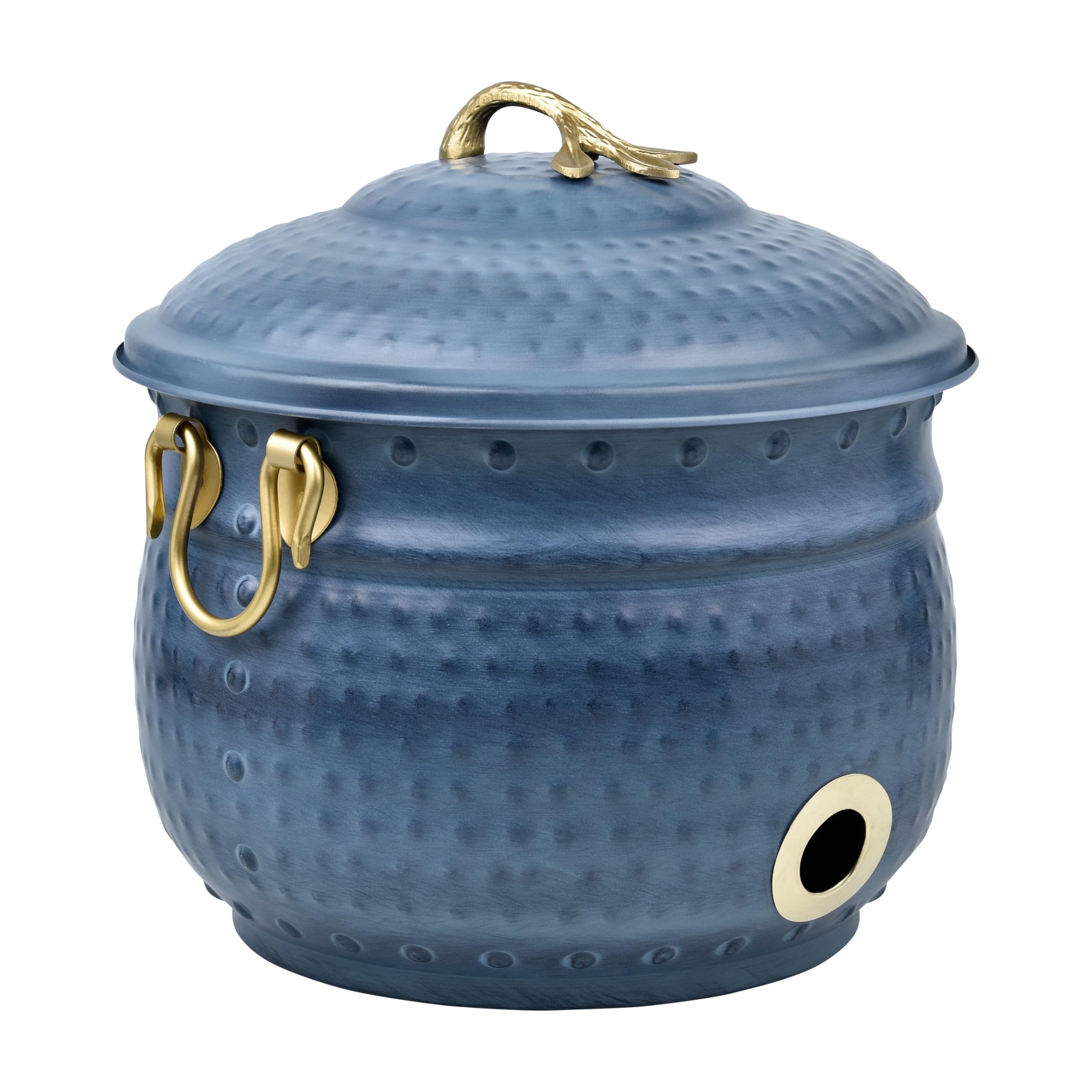 Photo 1 of (lid is damaged) LifeSmart Garden Hose Storage Holder Pot with Lid Antique Green | Expandable Water Hose Container 12 x 16 inches Hold up To 100 ft Outdoor or Indoor Use