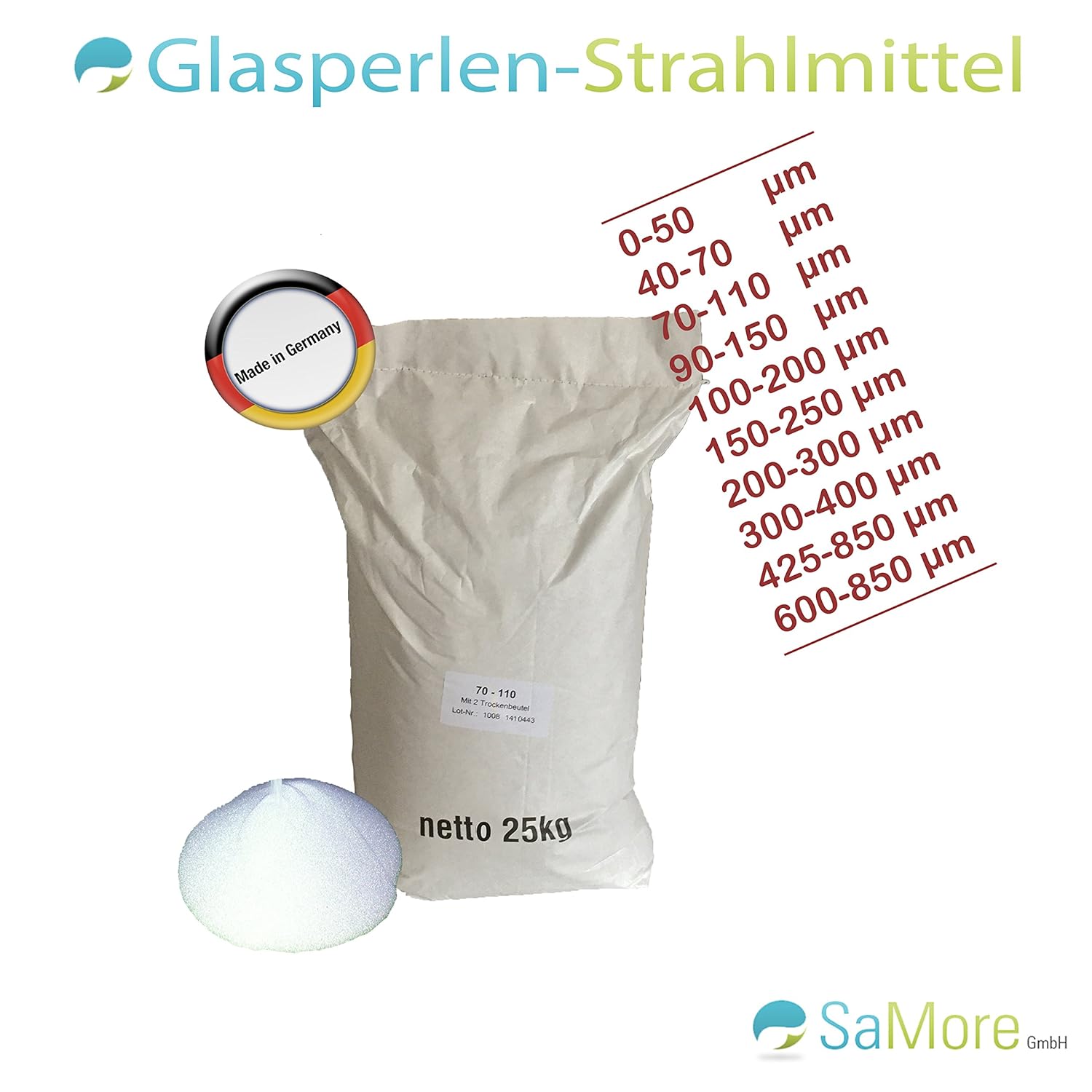 Glasperlen Strahlmittel 15kg - 400-800µm Für Strahlarbeiten