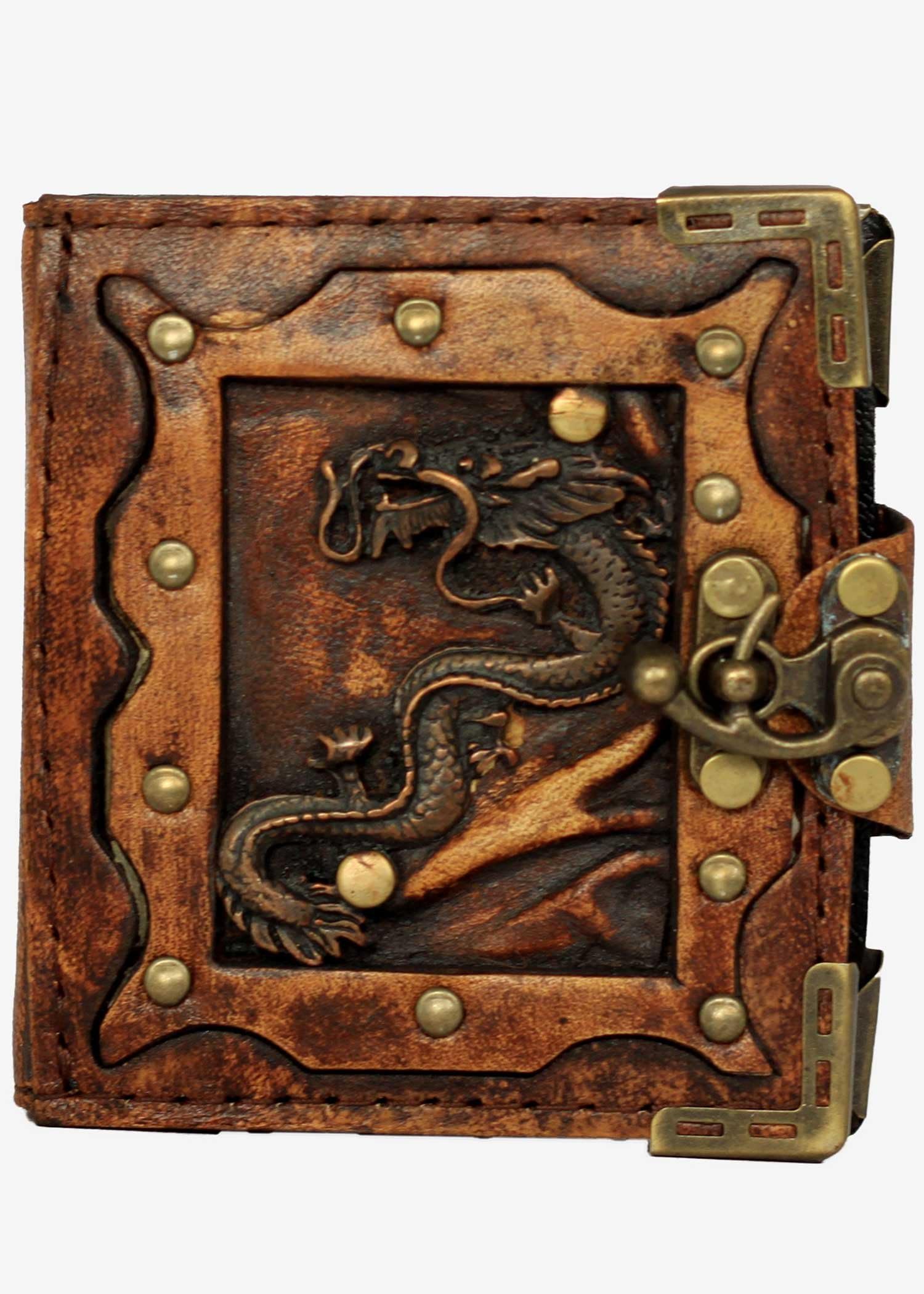 Handmade Genuine Sheep Leather Journal Diary Notebook Notepad Sketchbook Sketchpad Book Case Cover Vintage Paper Plain Women Men Children Office Product Gift - Chinese Dragon