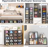 TidyTrove 6 Pcs Clear Shoe Storage Box Stackable Magnetic Door Black view 7