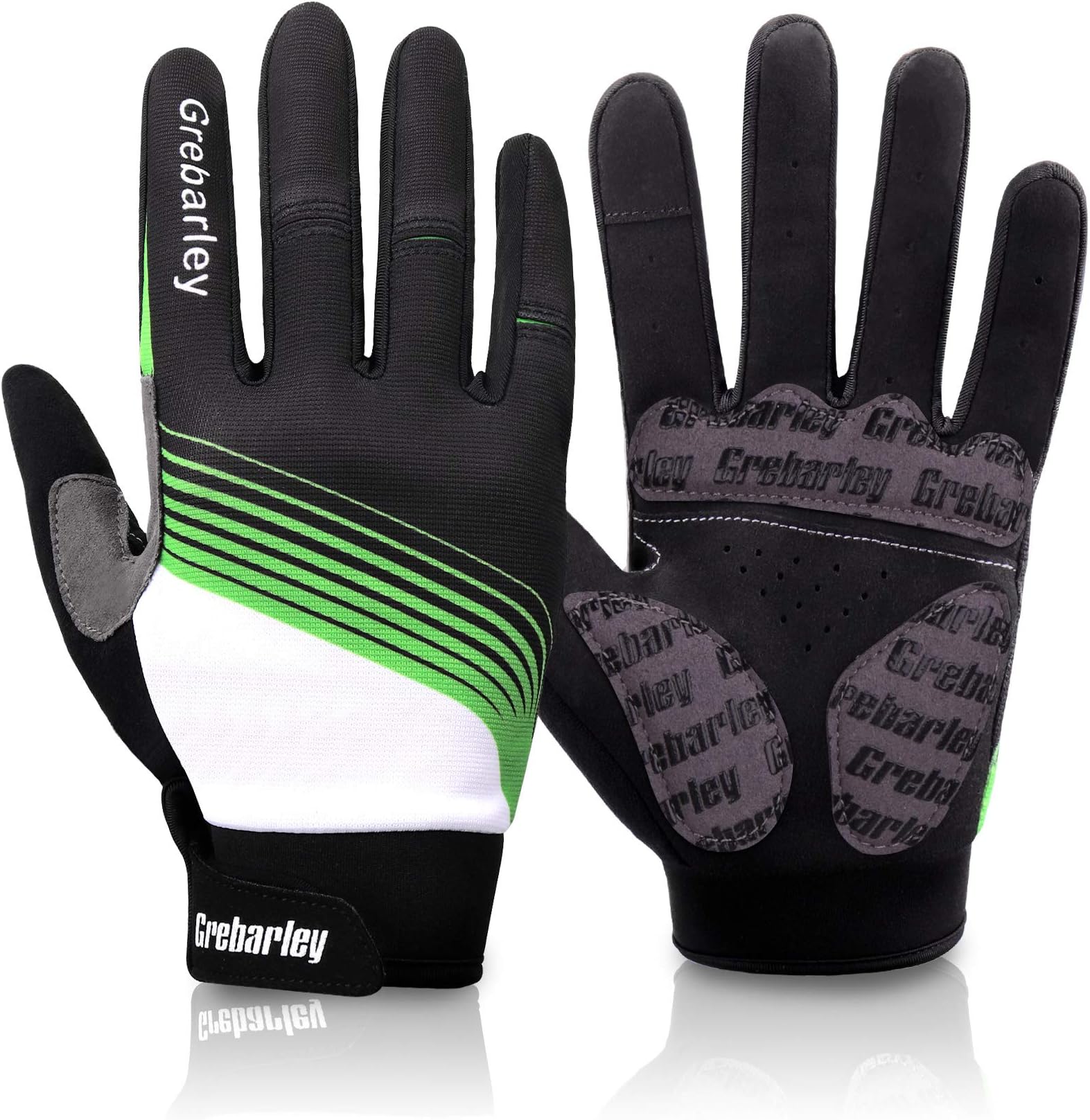 Grebarley Cycling Gloves Mountain Bike Gloves MTB Gloves Bicycle Dirt Bike Gloves for Men Women Full Finger Touch Screen Biking Gloves Anti-Slip Shock-Absorbing Gel Pad Workout Gloves