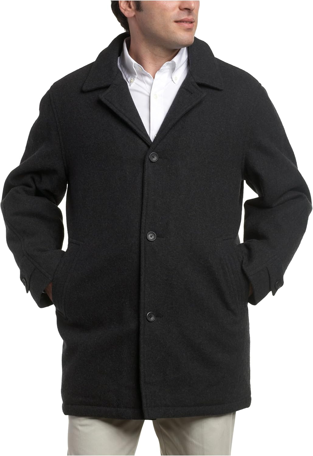 London Fog Men's Wool Blend Button Front Car Coat at Amazon Men’s Clothing store