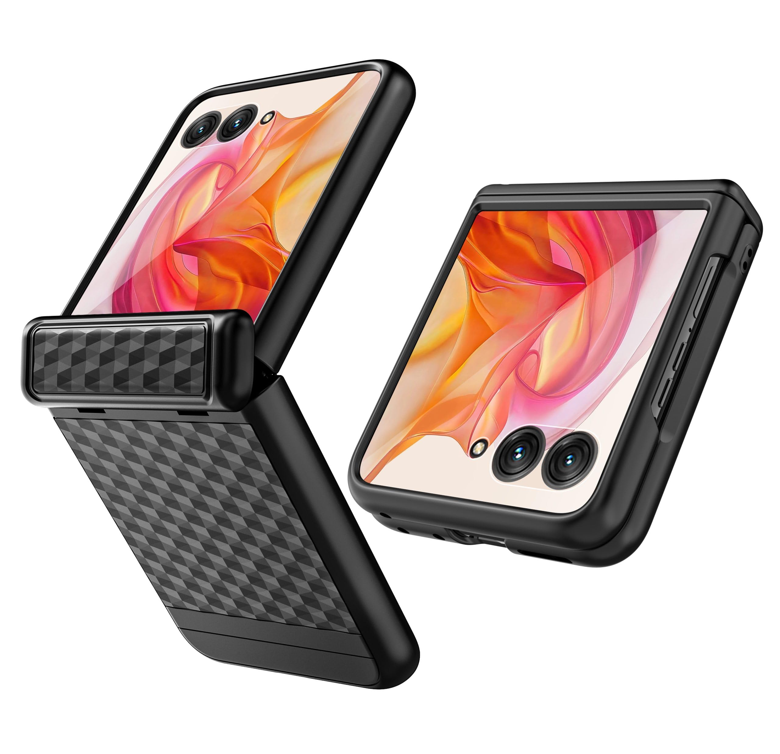 ENCASED SlimShield for Motorola Razr 50 Ultra Case with Hinge Protection (Moto Razr+) Built-in Tempered Glass Screen Protector, Black