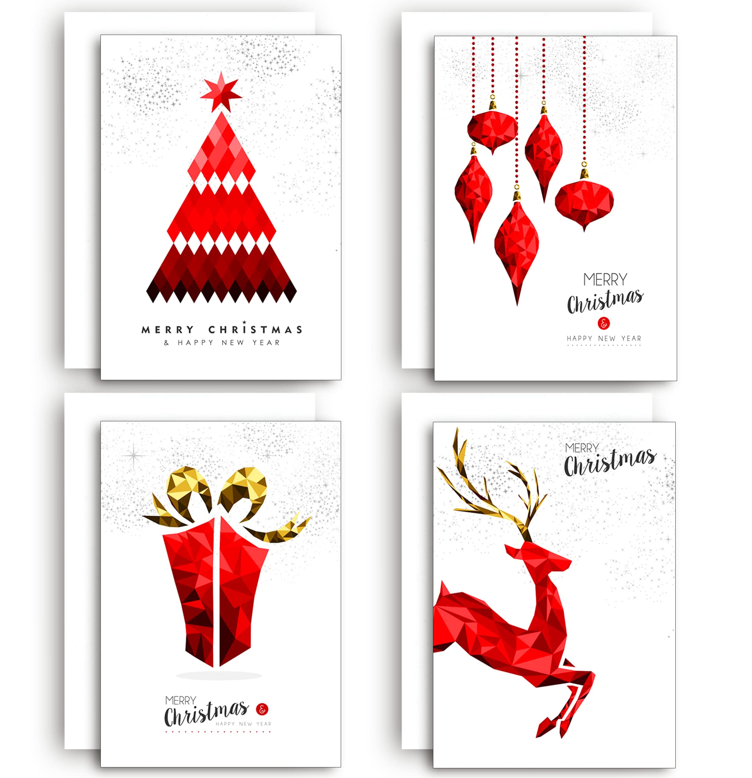 40 x Eco Friendly Stylish Christmas Cards with Envelopes (40 Elegant Red Christmas Cards) — image 1
