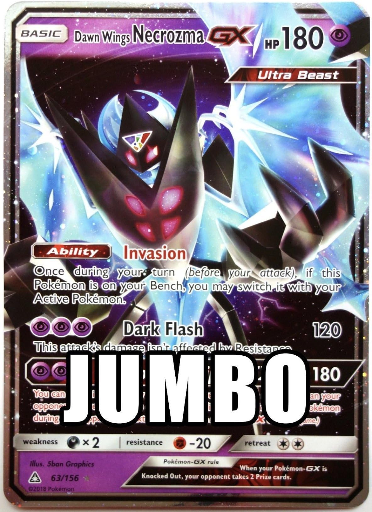 Forbidden Light Pokemon - Dawn Wings Necrozma 63/156 - JUMBO - Necrozma Premium collection