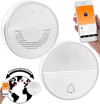 CASAcontrol Türsprechanlage: Funk-Türklingel mit WLAN und Gegensprech-Funktion per App, 50 m (W-LAN-Klingel)