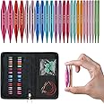 Guclud Short Interchangeable Knitting Needles Set 2-Inch Shorties Circular Knitting Needles for Sock, Sizes US 2.5, 3, 4, 5, 