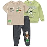 Disney Toy Story Woody and Buzz Lightyear Boys T-Shirt Sweatshirt and Pants 3 Piece Set for Toddler and Big Kids