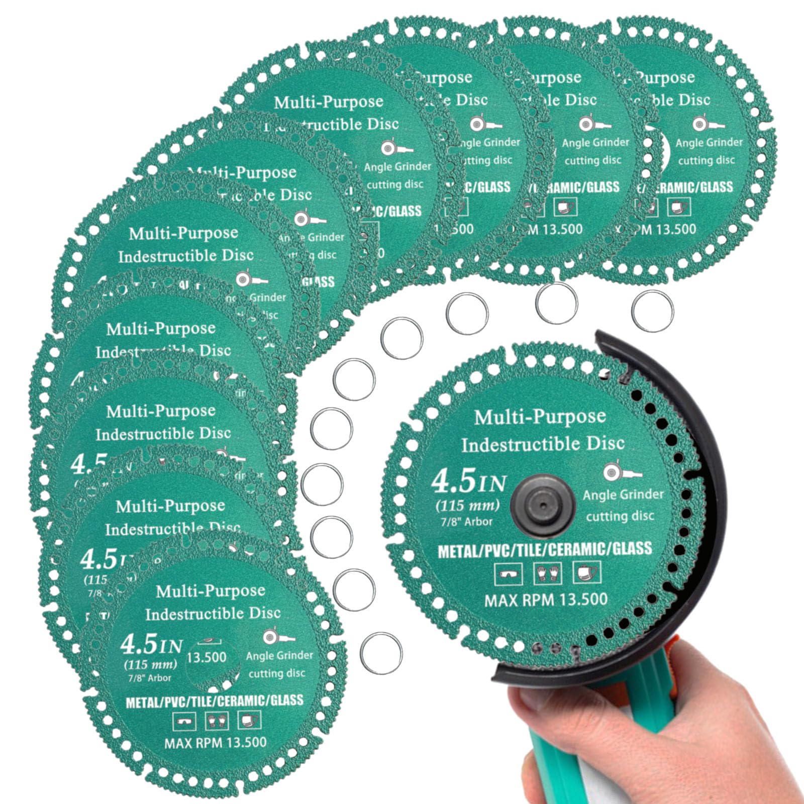 Photo 1 of 10 Pack 4-1/2 inch Indestructible Disc for Angle Grinder Set, Diamond Multi Material Cutting Blade for Ceramic/Tile/Metal/Stone/PVC/Wood