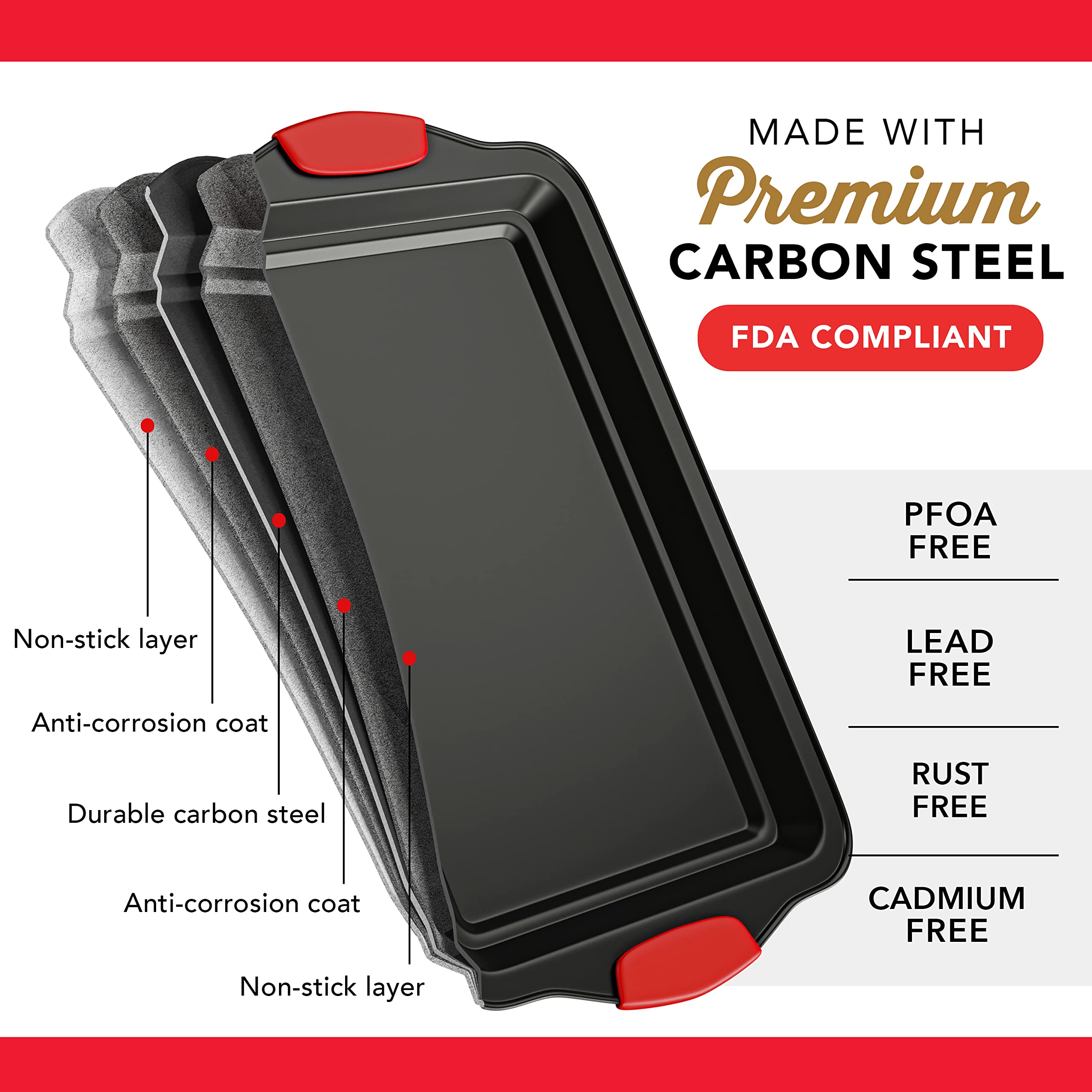 Baking Pan Set, 15 Piece Premium Baking Set, Nonstick Bakeware Sets BPA Free, Cookie Sheets for Baking Nonstick Set, Steel Baking Sheets for Oven with Muffin Pan, Cake Pan & Black Kitchen Utensils