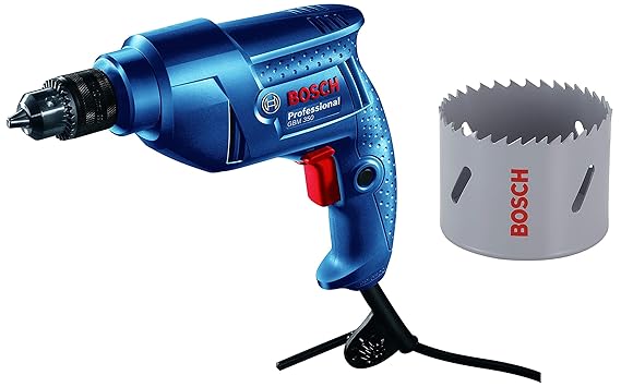 Bosch 06011A95F1 GBM 350 Professional Drill with Bosch 2608580396 Hole Saw, Hss, Bi-Metal, 14mm Diameter, 38mm Cutting Depth