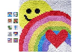 DEAR MODEL Latch Hook Kits for Kids Bear Dinasaur Elephant Panda Flower Wolf Latch Hook Kit Animals for Adults Beginner Kids Girls Boys Beginners Rug Making Kits with Pre Printed Canvas