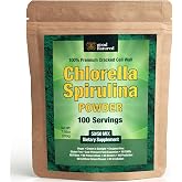 Spirulina Chlorella Powder 50/50 Mix - Spirulina and Chlorella 100 Servings | Good Natured - Non-GMO - Vegan - Spirulina Chlorella Blend - Sunlight Grown Cracked Cell Wall High Protein Heavy Metal Detox