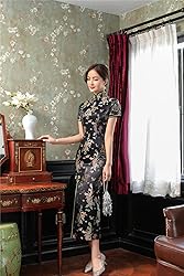 Shanghai Story Short Sleeve Long Qipao Brocade