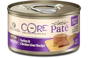WELLNESS NATURAL PET FOOD Wellness CORE Grain-Free Wet Kitten Food, Natural Canned Food for Cats, Made with Real Meat (Kitten, Turkey & Chicken Liver, 3 oz Can, 12 Pack)