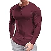 Muscle Cmdr Men's Stretch Henley T Shirts Slim Fit Short & Long Sleeve Casual Stylish Tee Business Top
