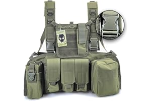 ATAIRSOFT Tactical Airsoft Paintball Vest Outdoor Adjustable Chest Rig with Pouches