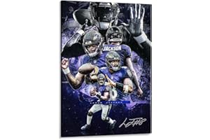 zackal Lamar Jackson Poster Sports Poster Gift Canvas Wall Art Poster Football Picture for Living Room Dining Room Bedroom (12x18 inch-Unframed,A)