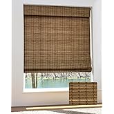 UNISHADES Cordless Bamboo Roman Shades for Windows, Blinds Size (22.5" W ×48" H) Colour (Highfield Teak)