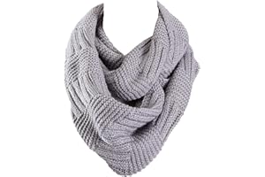 Marte&Joven Thick Warm Women Infinity Scarf White Fashion Knit Winter Circle Loop Scarves