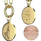 Miraculous Medal - Virgin Mary Necklace - Paperclip Necklace for Women - Family Owned Brand - Made in USA - Stainless Steel Chain - Tarnish Free Gold Jewelry