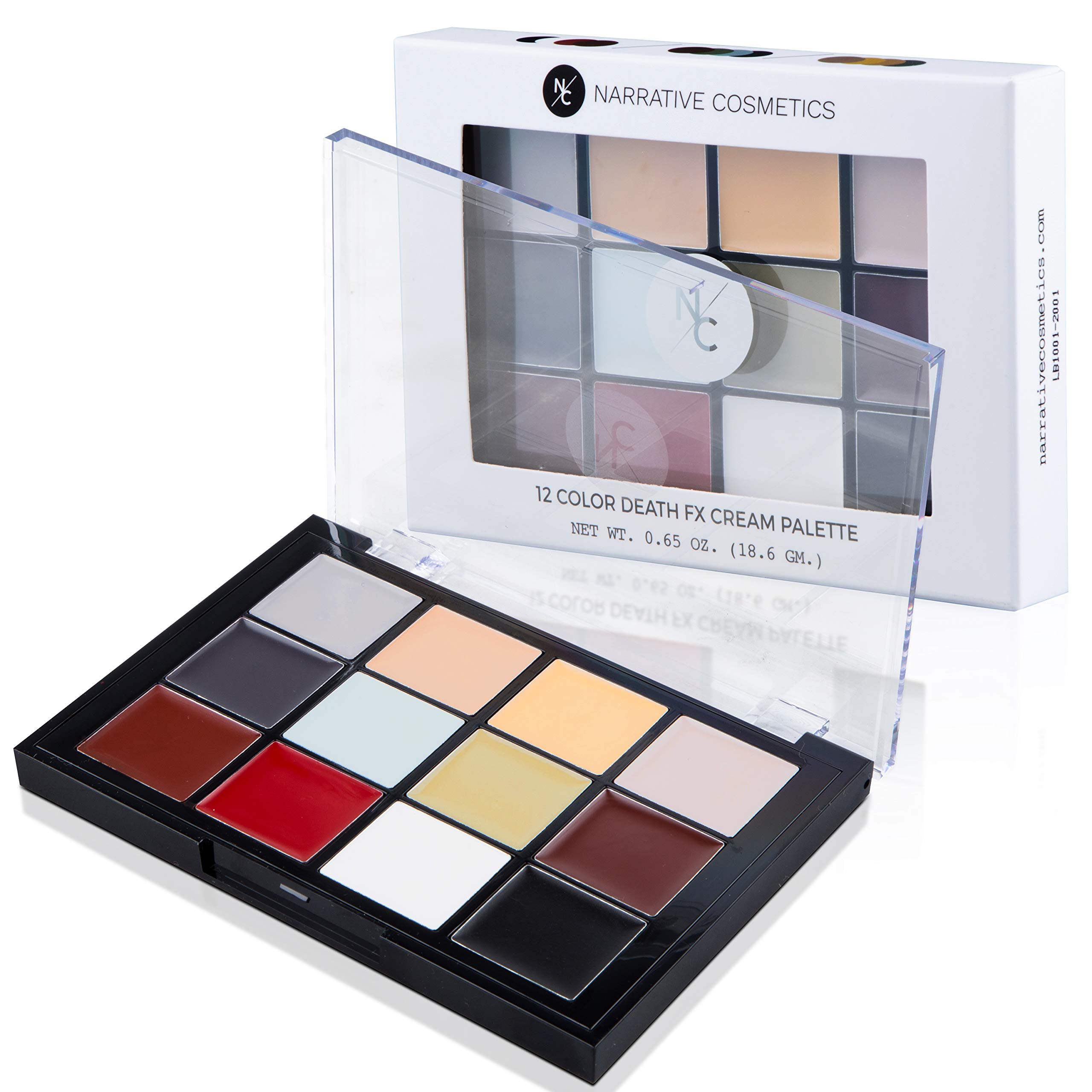 Narrative Cosmetics 12-Color Death FX Cream Palette, Professional Quick Drying Waterproof SFX Makeup for the Stage, Film, Costumes, Cosplay, Halloween