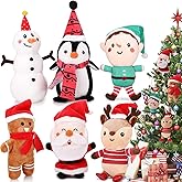 HyDren 6 Pcs Christmas Stuffed Animal Plush Set Mini Christmas Ornaments Snowman Elk Gingerbread Man Santa Elf Stuffed Animals for Xmas Party Gift Favors