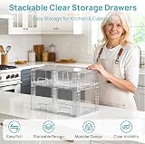 Vtopmart 4 Pack Clear Stackable Storage Drawers with Handles view 3