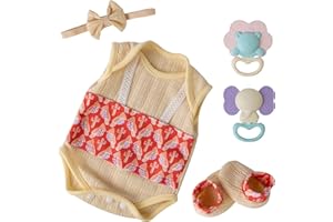 EKOKIZ Reborn Baby Dolls Clothes Girl Yellow Baby Clothes 17-22 Inches Newborn Outfit and Accessories for Girls' Clothing