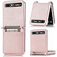 Niuuro for Samsung Galaxy Z Flip Case/Z Flip 5G Case, Slim Fit Premium Lychee Leather + Hard PC Galaxy Z Flip Wallet Case with Card Slots Protective Phone Case Cover (2020) - Rose Gold
