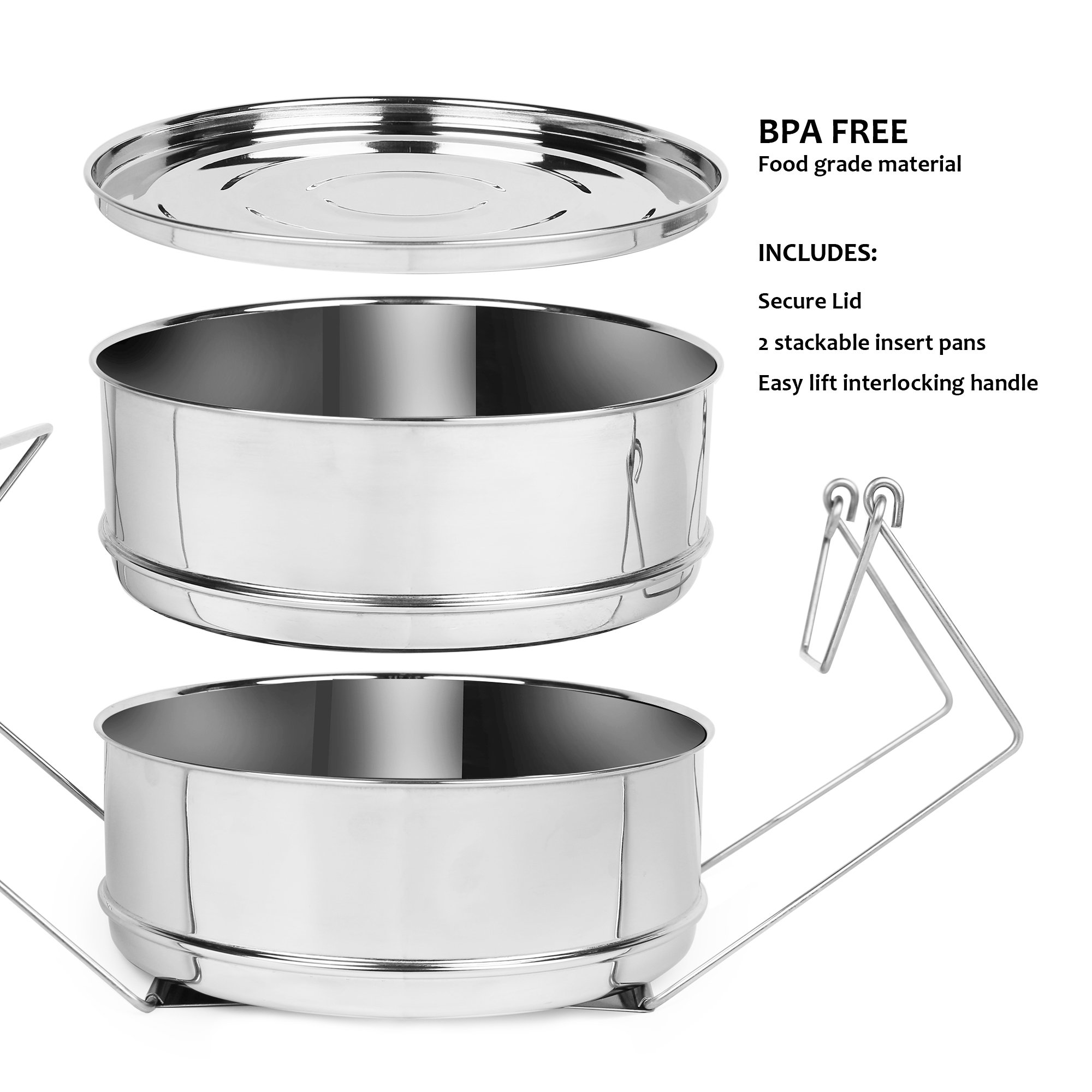 Tidilys High Pressure Cooker Steamer Basket with Lid Stackable