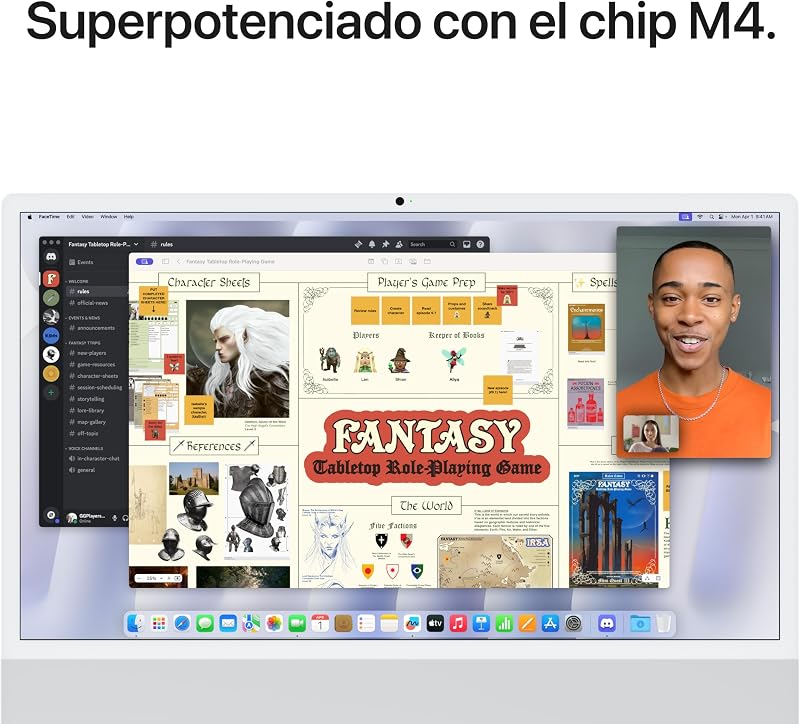 Computador de secretária iMac All-in-One com chip M4, CPU e GPU de 8 núcleos: concebido para Apple Intelligence, ecrã Retina de 24", 16 GB de RAM, SSD de 256 GB, vidro nanotexturizado - prateado