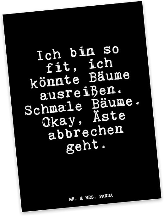 Mr. & Mrs. Panda Postkarte mit Spruch Ich Bin so fit, ich könnte Bäume