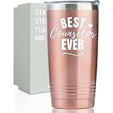 Onebttl Counselor Gifts for Women, Appreciation Gifts for Counselors, 20oz Stainless Steel Tumbler with Lid Straw - Rosegold