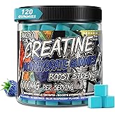 Creatine Monohydrate Gummies 6g for Men Women,Complex Creatine Monohydrate Chewable for Muscle Strength,Muscle Building,Energy Boost,Pre-Workout Energy Supplement,Vegan Blue Raspberry - 120 Count