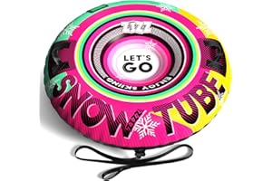 ZIZZ Inflatable Snow Tube Sled - 48'' Snow Tubes for Sledding Heavy Duty with Premium Canvas Covers for Kids Adults Fun Snow Toys Winter Outdoor Toys for Boys Girls Ideal Christmas Birthday Gift