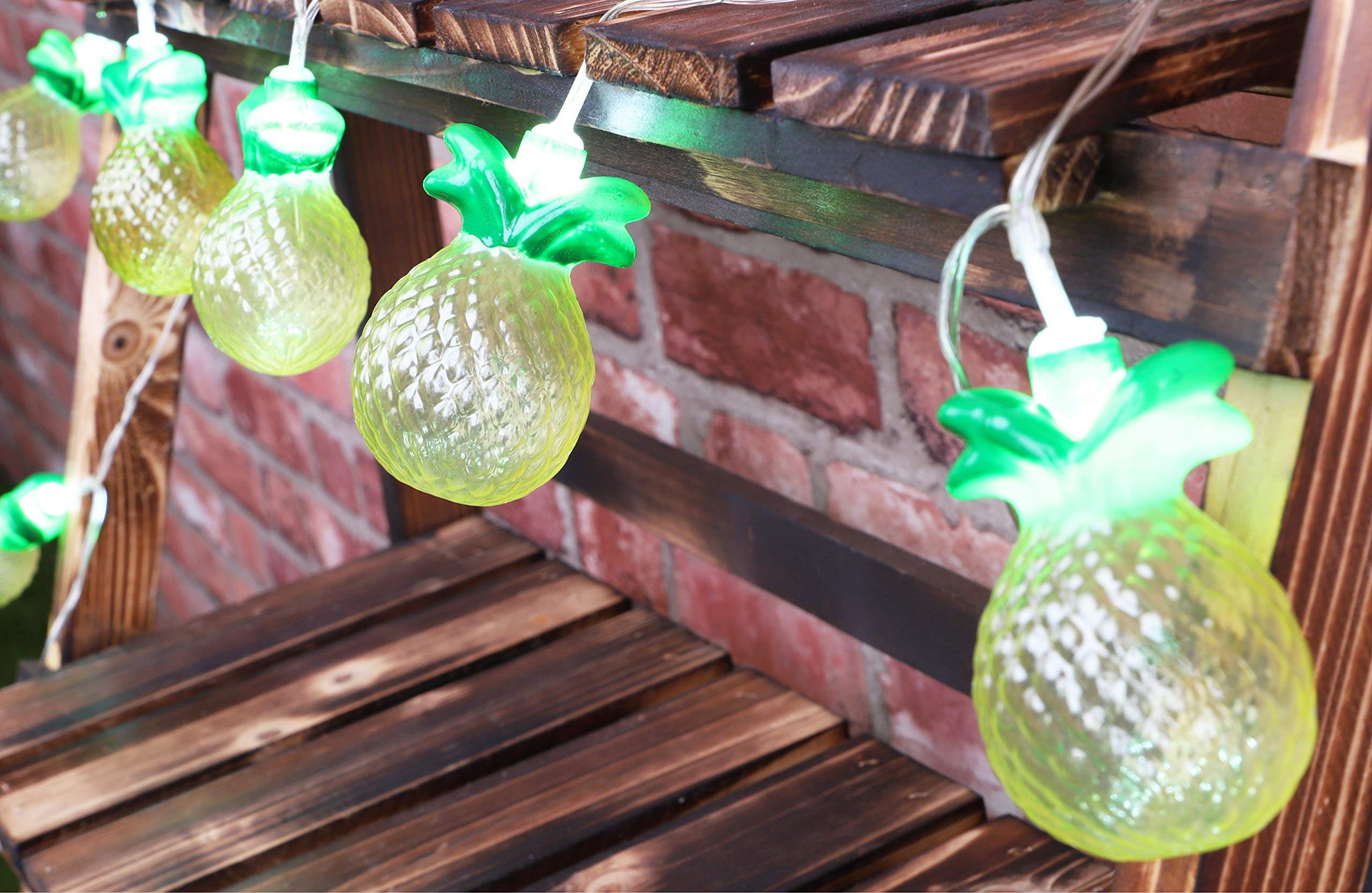 Christmas Concepts® 10 White Battery Operated LED Lights with Shades - Christmas String Lights - Party Lights - Decorative Lighting (Pineapple Shade)