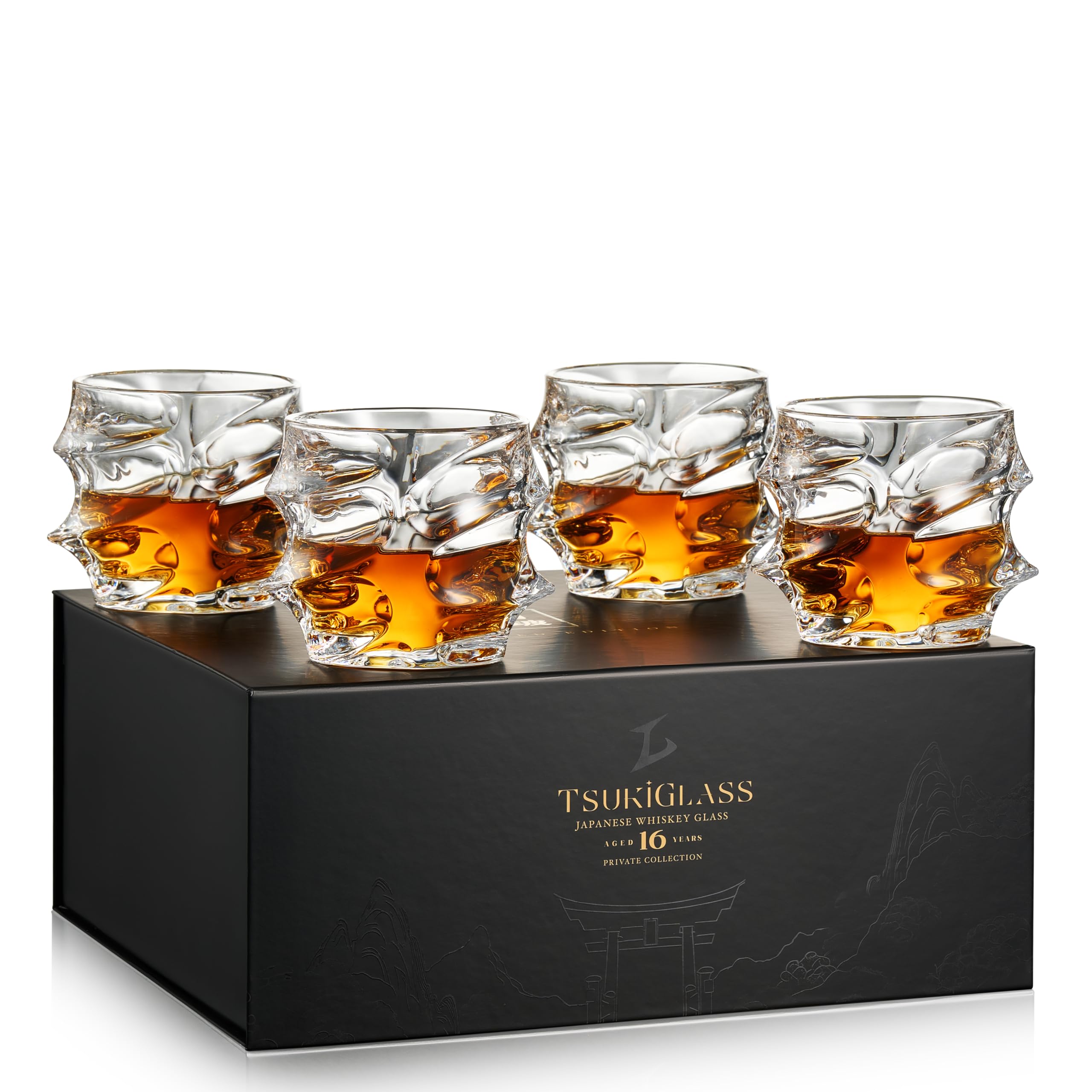 Photo 1 of TSUKIGLASS® Storm Premium Japanese Crystal Whisky Glasses Set of 4 - Gift Ready Box, 100% Ultra Clarity Lead-Free Crystal, 10oz Tumblers for Bourbon, Scotch & Cocktails, Luxury Gift for Men