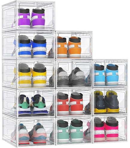 SupBro LED Shoe Storage Crates - 6 Pack | Voice Control Light Up Box, Stackable, Fits Up To Size 16