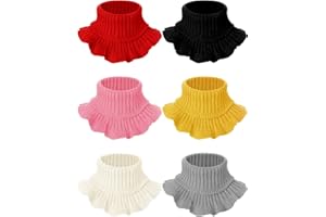 Fourluoo 4 Pcs Warm Kids Knit Scarves Fake Turtleneck Toddler Winter Detachable High Dickey Half Top Collar Knitted Fake Collar Warm Ruffle Mock Blouse False Neck Warmer for Girls Boys