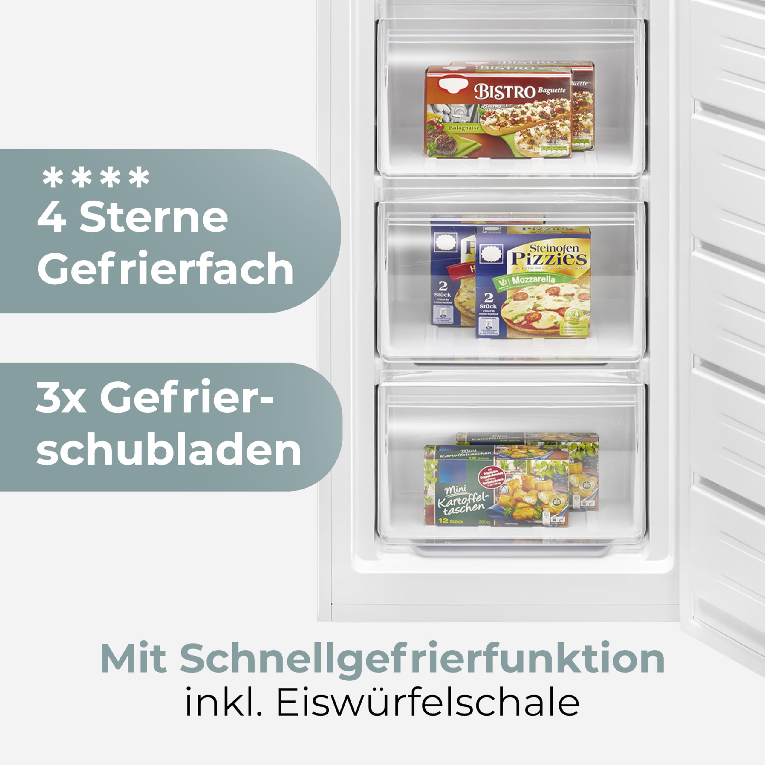 Clatronic® Gefrierschrank Nofrost | Energieklasse C | 143cm | Tiefkühlschrank | MultiAirflow | leise 39dB | bis zu -18°C | Türanschlag wechselbar | 161L Freezer | Gefrierschrank gross GS 200 weiß 5