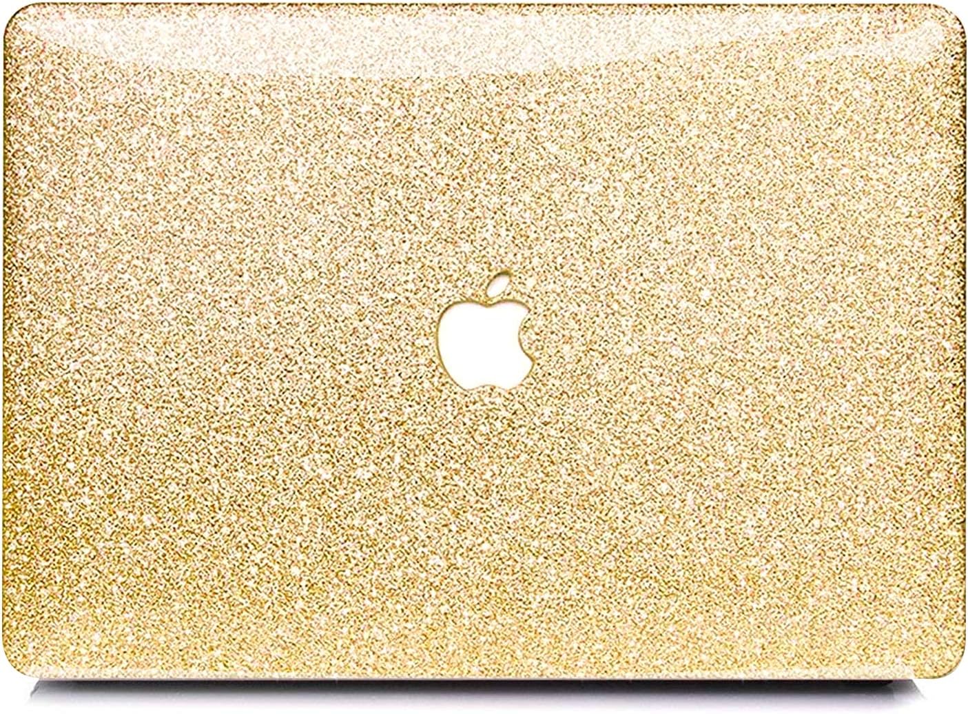 MacBook Air 13 Inch Case 2019 2018 Release A1932, JGOO Glitter sparkly MacBook Air 2019 case, Slim Plastic Hard Shell Case with Keyboard Cover for MacBook Air 13.3 with Retina Display & Touch ID, Gold