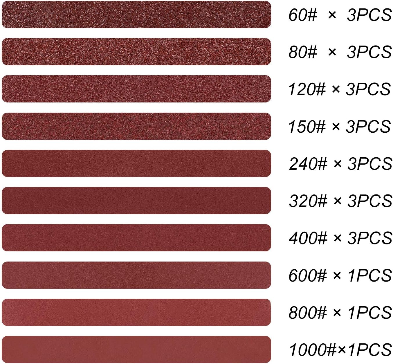 HongWay 24 Pack Sanding Belts 1x30 Inches Aluminum Oxide Sanding Belt (60 80 120 150 240 320 400 600 800 1000 Grits) for Belt Sander 1x30 - - 